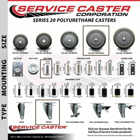 Service Caster Regency 460UCRTCSTR Replacement Caster REG-SCC-GR20S514-PPUB-716138